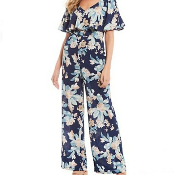 Dillards Pants - Donated - Love & Piece Floral Jumpsuit With Criss Cross Back